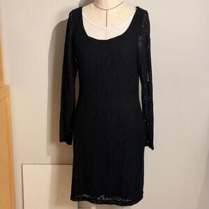 Lauren Ralph Lauren Lace Black Long Sleeve Dress Stretch Women's Size‎ XL